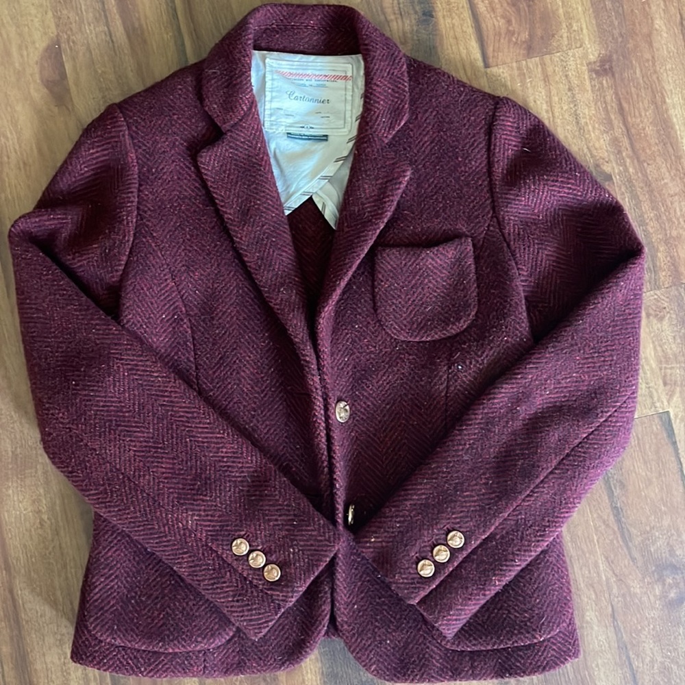 Anthropology Cartonnier Red Tweet Blazer. EUC. Size 4.